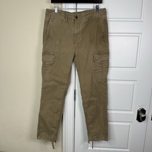 American Eagle Outfitters Other - American Eagle Slim Cargo Pants 34/32 (35/27.5) Khaki Beige Y2K Distress Stretch
